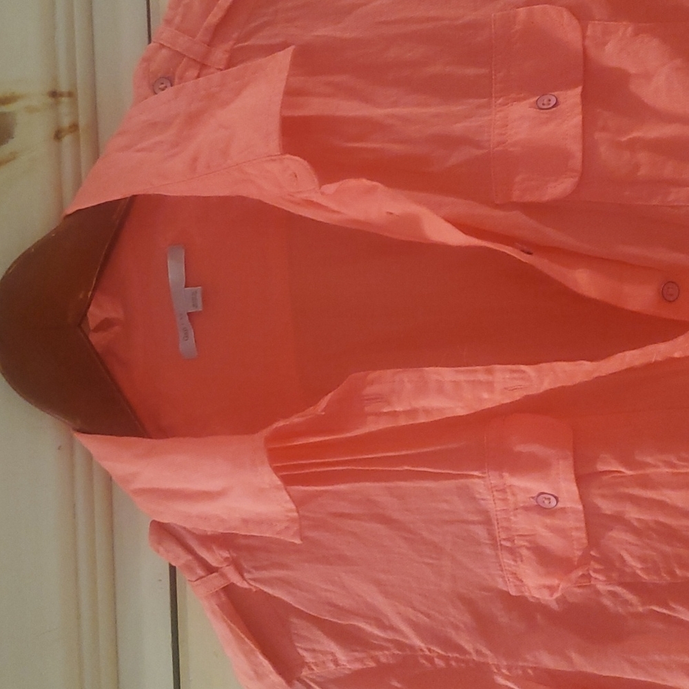Rayon Cotton Button down Shirt Coral xs